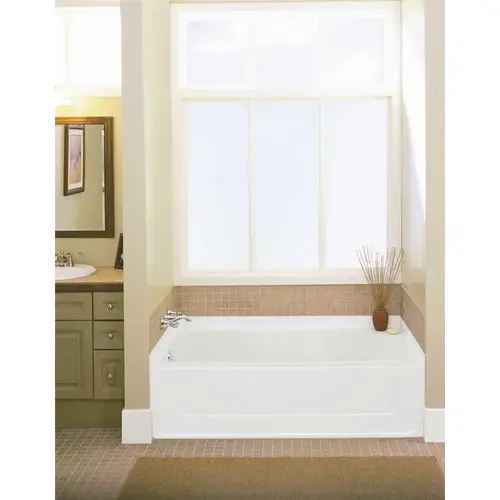 All Pro 5 ft. Left Drain Rectangular Alcove Bathtub in White