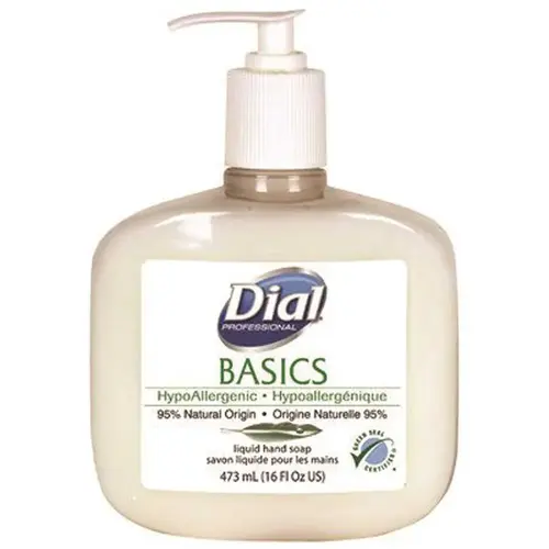 BASICS HYPOALLERGENIC LIQUID HAND SOAP 16 OZ PUMP BOTTLE White BASICS HYPOALLERGENIC LIQUID HAND SOAP 16 OZ PUMP BOTTLE White