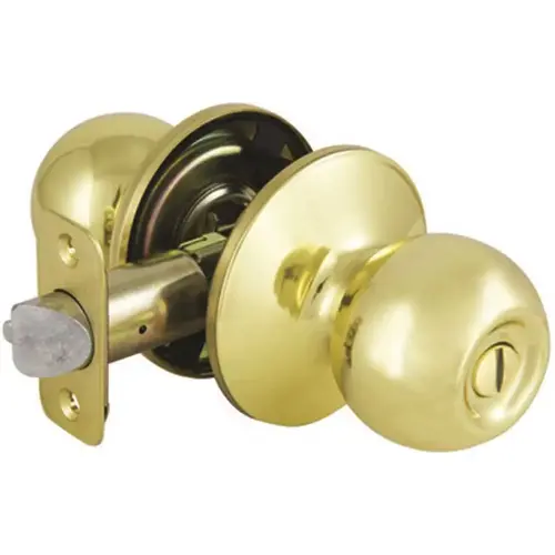 Saturn Polished Brass Privacy Bed/Bath Door Knob