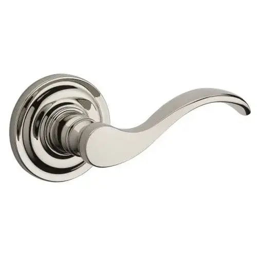 Privacy Curved Lever and Traditional Round Rose with 6AL Latch and Dual Strike Bright Nickel Finish Privacy Curved Lever and Traditional Round Rose with 6AL Latch and Dual Strike Bright Nickel Finish