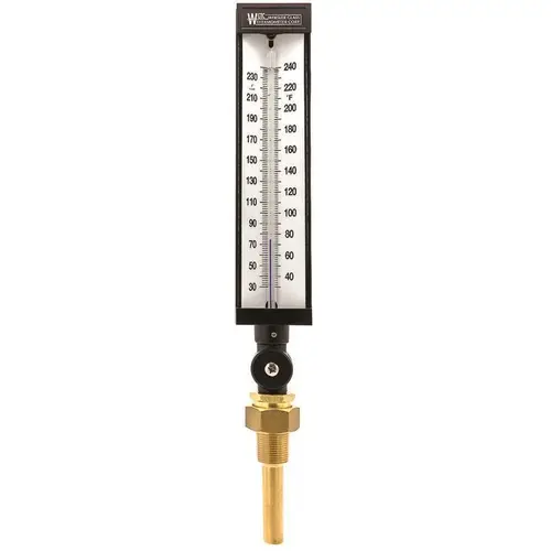 Industrial Thermometer 9 in. Scale 3-1/2 in. Stem 30/240a degree F with 3/4 in. NPT Brass Well Included Utility Accessory