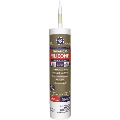 Advanced Silicone 2 10.1 oz. Almond Kitchen and Bath Silicone Sealant Caulk