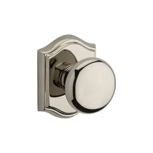 Privacy Round Knob and Traditional Arch Rose with 6AL Latch and Dual Strike Bright Nickel Finish Privacy Round Knob and Traditional Arch Rose with 6AL Latch and Dual Strike Bright Nickel Finish