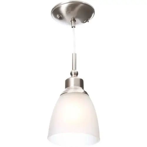 Riverbrook 1-Light Brushed Nickel Mini Pendant with Frosted White Glass Shade Color/Finish Family