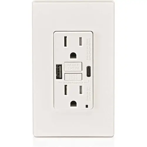 Smartlockpro Self-Test Gfci With 24w Type A/c Usb, 15 Amp, White Smartlockpro Self-Test Gfci With 24w Type A/c Usb, 15 Amp, White