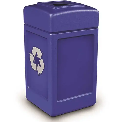 Polytec Recycling 42-Gal Square Mixed Recycling Lid Blue
