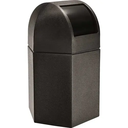 45 Gallon Polytec Hexagon Black Trash Can With Dome Lid 45 Gallon Polytec Hexagon Black Trash Can With Dome Lid