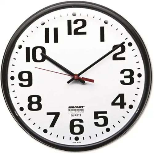 Slimline Quartz Wall Clock, 12.75 Overall Diameter, Black Case, 1 AA