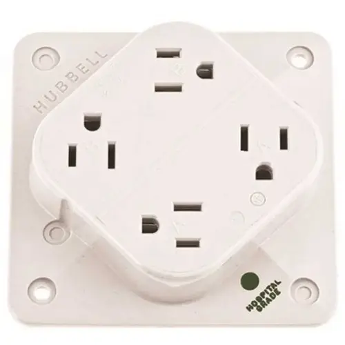 20 Amp 125-Volt 5-20R 4-Plex Hospital Grade Receptacle, White