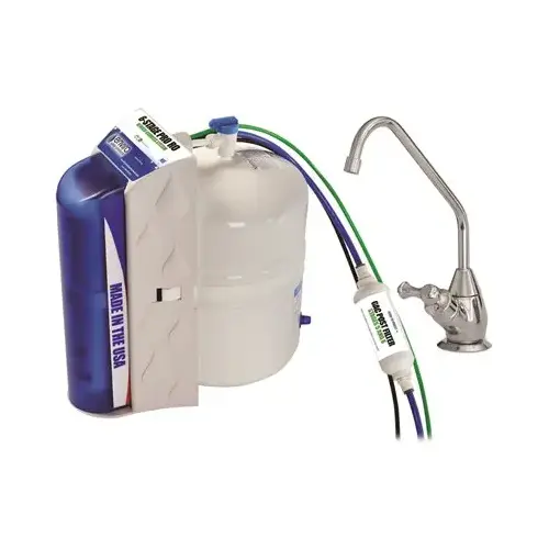 6-Stage Reverse Osmosis Drinking Water Filtration System with Polished Chrome Faucet Blue / White