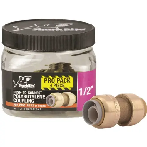 SharkBite 1/2 in. Push-to-Connect Brass Polybutylene Conversion Coupling Fitting - pack of 4 SharkBite 1/2 in. Push-to-Connect Brass Polybutylene Conversion Coupling Fitting - pack of 4