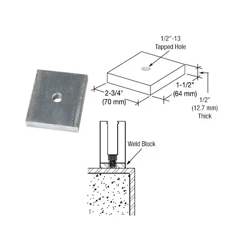 1/2" Mill Steel Weld Blocks for B7S, 8B34, L56S, and 9BL56 Base Shoes - 10/Pk 1/2" Mill Steel Weld Blocks for B7S, 8B34, L56S, and 9BL56 Base Shoes - 10/Pk