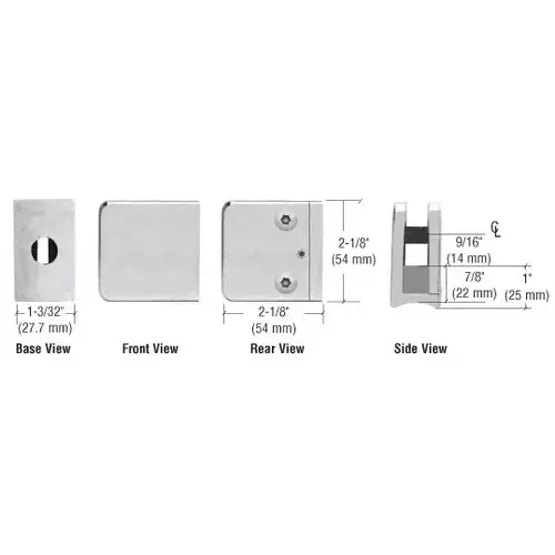 Satin Chrome Z-Series Large Square Clamp for 3/8" Glass Satin Chrome Z-Series Large Square Clamp for 3/8" Glass