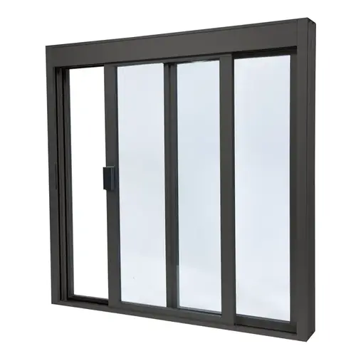 Black Bronze Anodized Standard Size Manual DW Deluxe Service Window Glazed with Half-Track