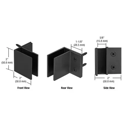 Matte Black Wall Mount Square Mall Front Clamp Matte Black Wall Mount Square Mall Front Clamp