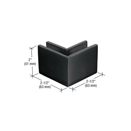 2-1/2" x 2" Matte Black 90 degree Outside Corner Mall Front Clamp 2-1/2" x 2" Matte Black 90 degree Outside Corner Mall Front Clamp