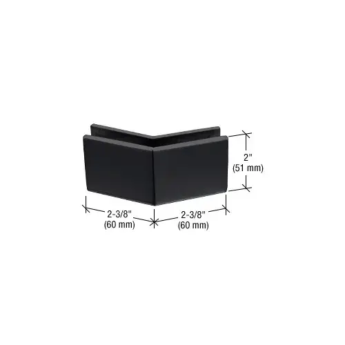 Matte Black 2-3/8" x 2" 135 Degree Outside Corner Mall Front Clamp Matte Black 2-3/8" x 2" 135 Degree Outside Corner Mall Front Clamp