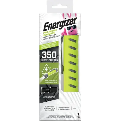 Inspection Flashlight, AAA Battery, Alkaline, Lithium-Ion Battery, LED Lamp, 350 Lumens, Gray/Green