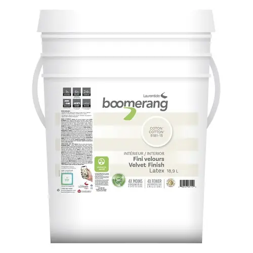 5181 Series Interior Paint, Velvet Sheen, Cotton, 18.9 L, 40 sq-m Coverage Area