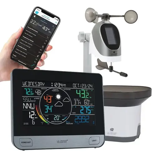 Professional Weather Station, Battery, 32 to 122 deg F, 10 to 99 % Humidity Range, LCD Display Professional Weather Station, Battery, 32 to 122 deg F, 10 to 99 % Humidity Range, LCD Display