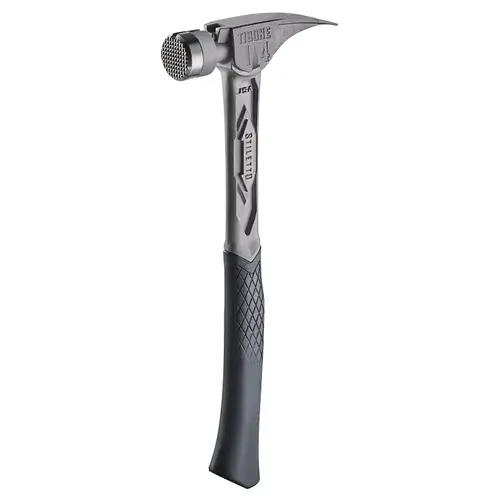 TIBONE Milled/Curved Hammer, 14 oz Head, Milled, Straight Claw Head, Titanium Head, 15-1/4 in OAL TIBONE Milled/Curved Hammer, 14 oz Head, Milled, Straight Claw Head, Titanium Head, 15-1/4 in OAL