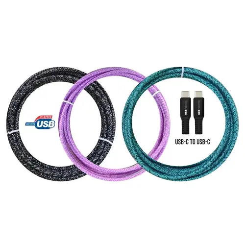 USB-C to USB-C Power Delivery Charging Cable, 10 Ft. Assorted USB-C to USB-C Power Delivery Charging Cable, 10 Ft. Assorted
