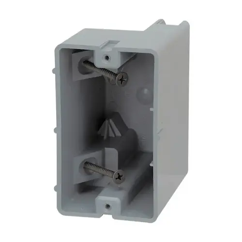 Device Box, 1 -Gang, 4 -Knockout, 1/2 in Knockout, PVC, Gray, Screw Mounting Device Box, 1 -Gang, 4 -Knockout, 1/2 in Knockout, PVC, Gray, Screw Mounting