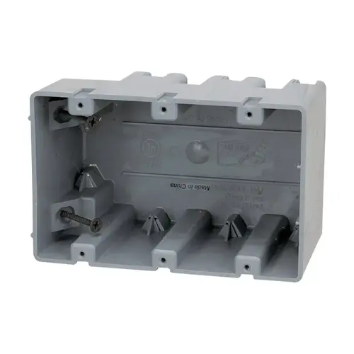 Device Box, 3 -Gang, PVC, Gray, Screw Mounting Device Box, 3 -Gang, PVC, Gray, Screw Mounting