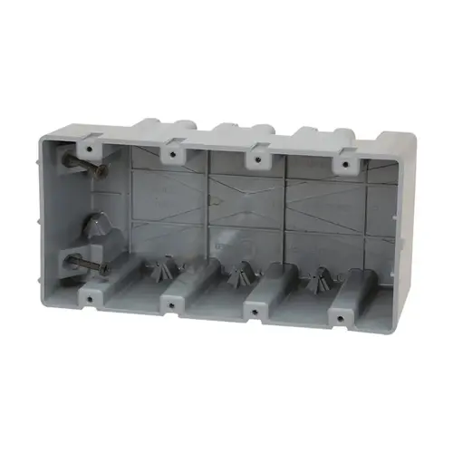 Device Box, 4 -Gang, PVC, Gray, Screw Mounting Device Box, 4 -Gang, PVC, Gray, Screw Mounting