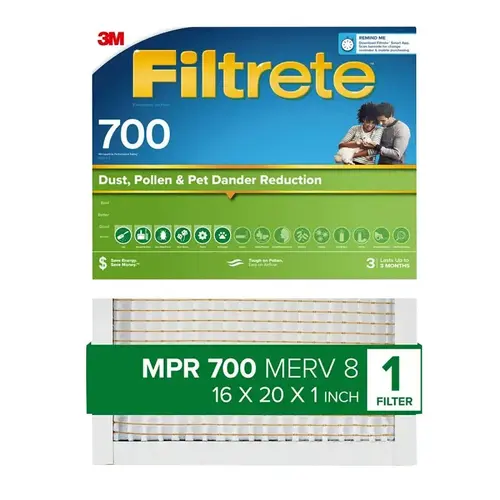 Air Filter 16" W X 20" H X 1" D Fiberglass 8 MERV Pleated - pack of 4 Air Filter 16" W X 20" H X 1" D Fiberglass 8 MERV Pleated - pack of 4