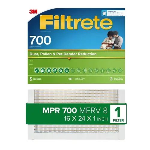 Air Filter 16" W X 24" H X 1" D Fiberglass 8 MERV Pleated - pack of 4 Air Filter 16" W X 24" H X 1" D Fiberglass 8 MERV Pleated - pack of 4