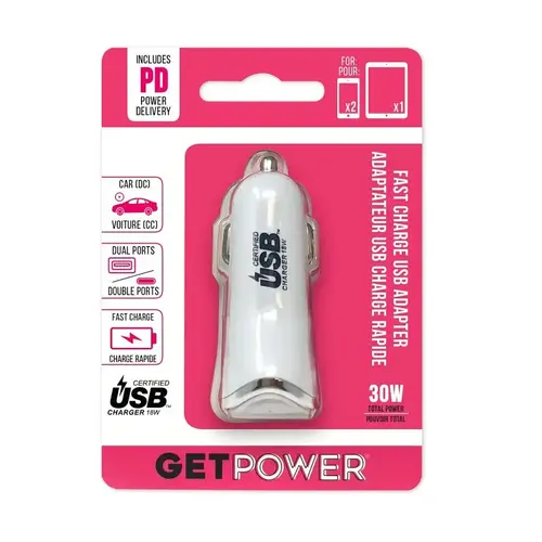 Dual USB Car Adapter White - pack of 6 Dual USB Car Adapter White - pack of 6