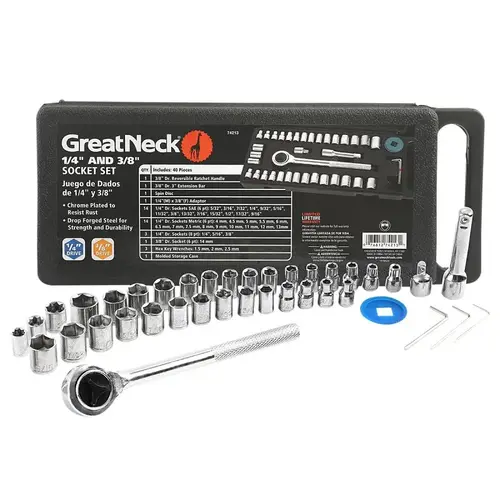 Ratchet and Socket Set 1/4 and 3/8" drive Metric and SAE Ratchet and Socket Set 1/4 and 3/8" drive Metric and SAE