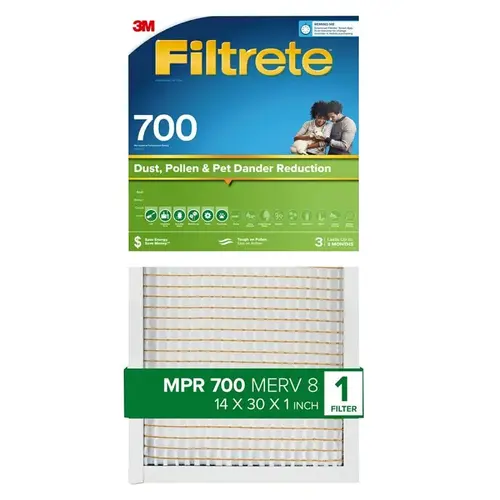 Air Filter 14" W X 30" H X 1" D Fiberglass 8 MERV Pleated - pack of 4 Air Filter 14" W X 30" H X 1" D Fiberglass 8 MERV Pleated - pack of 4