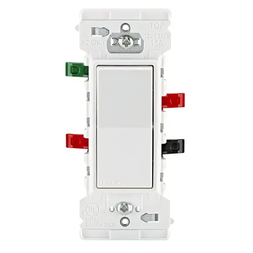 Switch Decora Edge 15 amps 3-Way Rocker White White Switch Decora Edge 15 amps 3-Way Rocker White White