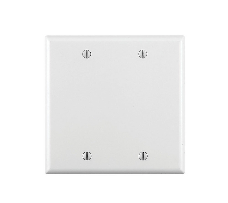 Leviton R52-88025-00W Wallplate, 4-1/2 in L, 4.56 in W, 0.22 in Thick, 2 -Gang, Thermoset Plastic, White, Smooth