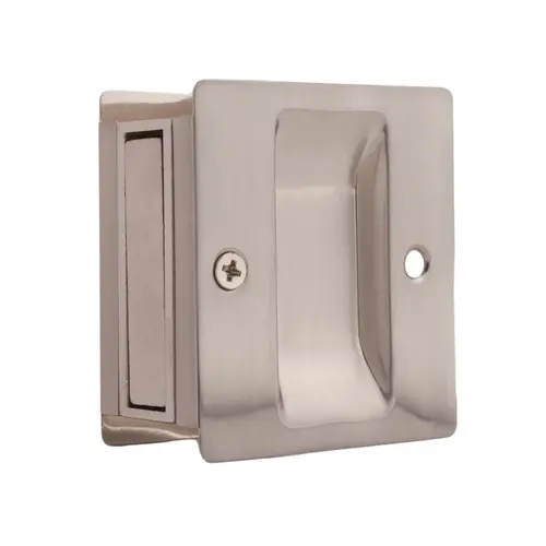 Rectangular Passage Pocket Door Lock with Adjustable Backset and Full Lip Strike Satin Nickel Finish Rectangular Passage Pocket Door Lock with Adjustable Backset and Full Lip Strike Satin Nickel Finish