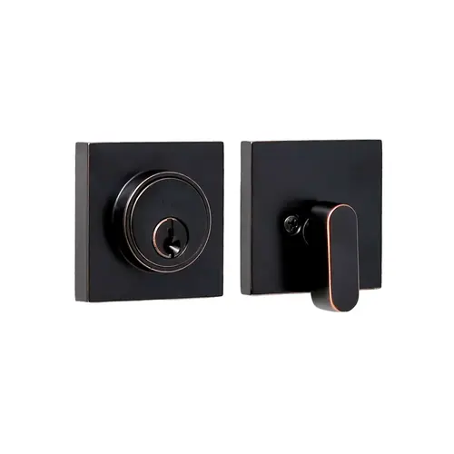  Square Single Cylinder Deadbolt with Adjustable Latch and Round Corner Full Lip Strike Oil Rubbed Bronze Finish