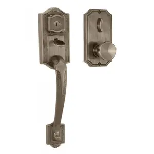 Weslock 01411-AEASL2D  Colonial Panic Proof Entry Handle set with Eleganti Knob Trim Antique Brass Finish