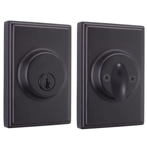  Woodward Single Cylinder Deadbolt with Adjustable Latch and Deadbolt Strike Oil Rubbed Bronze Finish
