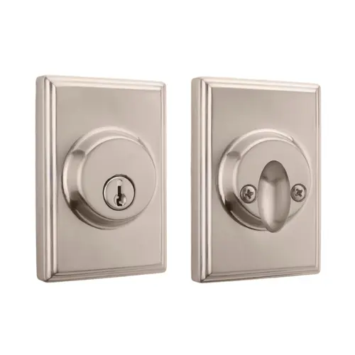  Woodward Single Cylinder Deadbolt with Adjustable Latch and Deadbolt Strike Satin Nickel Finish