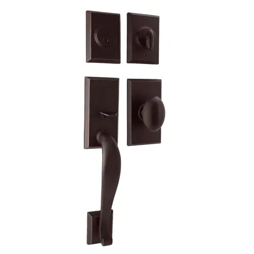 Aspen Single Cylinder Handle set with Durham Knob in the Oil Rubbed Bronze Finish Aspen Single Cylinder Handle set with Durham Knob in the Oil Rubbed Bronze Finish