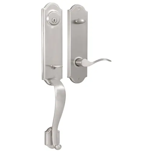 Mansion Single Cylinder Handle set with Left Hand Bordeau lever in the Satin Nickel Mansion Single Cylinder Handle set with Left Hand Bordeau lever in the Satin Nickel