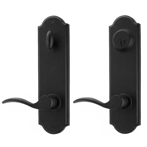 Left Hand Carlow Tramore Single Cylinder Deadbolt Passage Lock with Adjustable Latch and Round Corner Strikes Black Finish Left Hand Carlow Tramore Single Cylinder Deadbolt Passage Lock with Adjustable Latch and Round Corner Strikes Black Finish