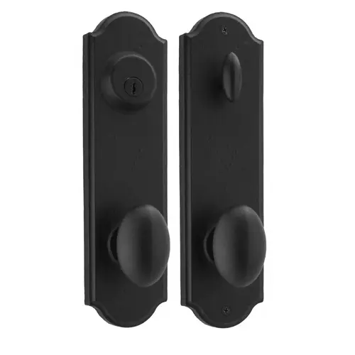  Right Hand Durham Tramore Single Cylinder Deadbolt Passage Lock with Adjustable Latch and Round Corner Strikes Black Finish