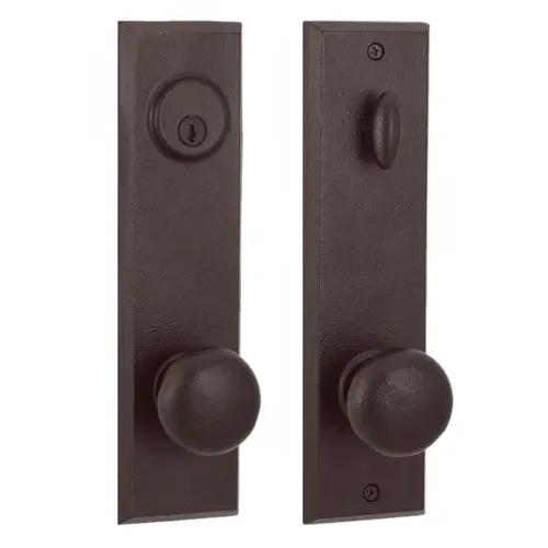 Right Hand Braughton Single Cylinder Deadbolt Passage Handle set with Wexford Knob Oil Rubbed Bronze Finish Right Hand Braughton Single Cylinder Deadbolt Passage Handle set with Wexford Knob Oil Rubbed Bronze Finish