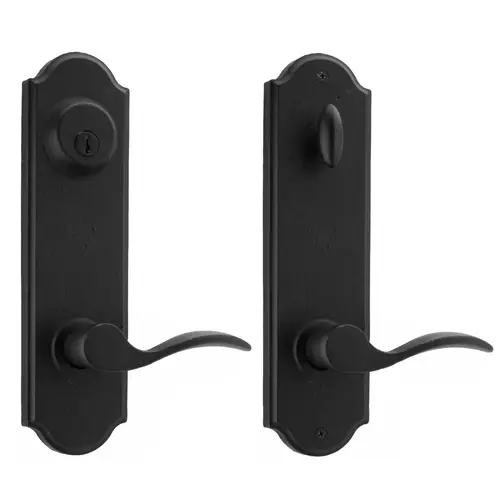  Right Hand Carlow Tramore Single Cylinder Deadbolt Passage Lock with Adjustable Latch and Round Corner Strikes Black Finish