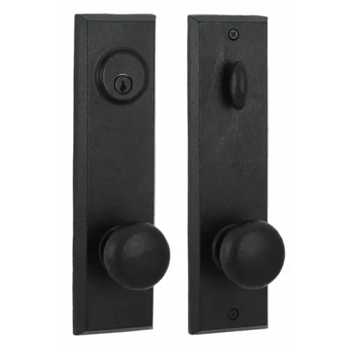  Left Hand Braughton Single Cylinder Deadbolt Passage Handle set with Wexford Knob Black Finish