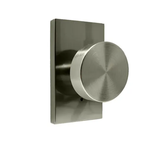 Mesa Knob Privacy Lock with Rectangle plate Satin Nickel Finish Mesa Knob Privacy Lock with Rectangle plate Satin Nickel Finish