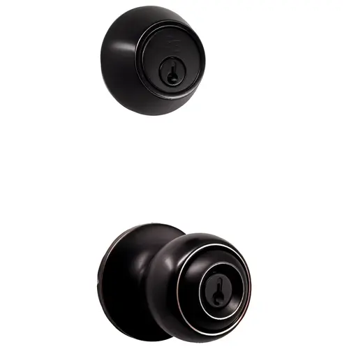 Deadbolt with keylock Salem knob with Adjustable latch and Round Corner Full Lip Strike Oil Rubbed Bronze Finish